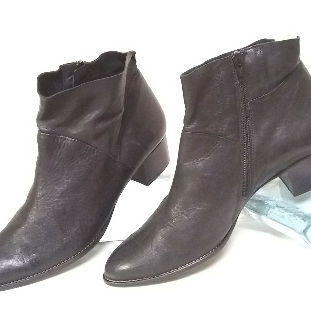 Paul Green Women's Black Leather Ankle Boots Echt Leder Size 8.5